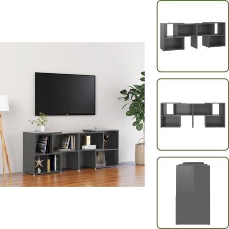 Mobile TV modulare - vidaXL Mobile Porta TV Grigio Lucido 104x30x52 cm in Legno Multistrato - Mobile TV per soggiorno