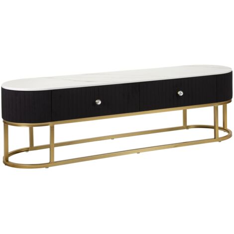 Mobile Tv Montpellier Nero 150x42x45 cm in Ferro Legno