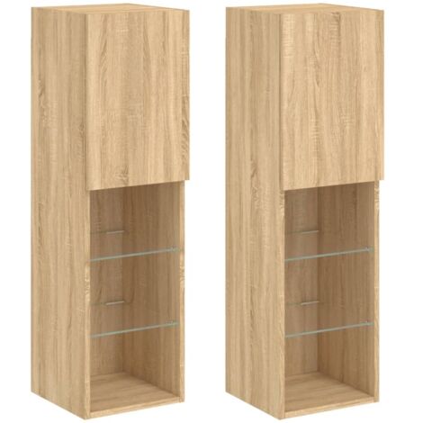 Mobile TV multimediale Mensola TV Credenza TV Sala da pranzo Soggiorno Camera da letto con luci LED 2 pezzi Rovere Sonoma 305 x 30 x 102 cm Marrone 020028872