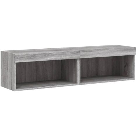 Mobile TV multimediale Mensola TV Credenza TV Sala da pranzo Soggiorno Camera da letto con luci LED 2 pezzi Sonoma 60 x 30 x 30 cm Grigio 020028884