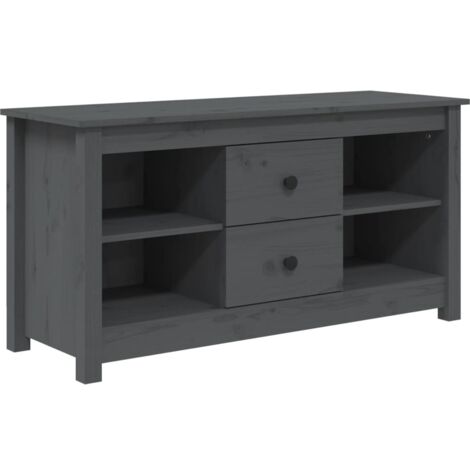 Mobile TV multimediale scaffale per televisione televisione buffet sala da pranzo soggiorno camera da letto 103 x 36,5 x 52 cm legno massello di pino grigio 020025634