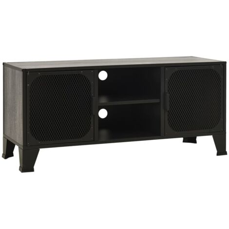 Mobile TV multimediale scaffale per televisione televisione buffet sala da pranzo soggiorno camera da letto 105 x 36 x 47 cm Metallo e MDF grigio 020025695