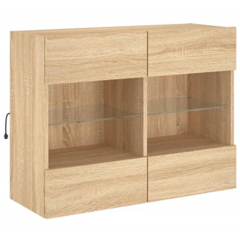 Mobile TV multimediale scaffale per televisione televisione buffet sala da pranzo soggiorno camera da letto a parete con luci a LED rovere Sonoma 78,5 x 30 x 60,5 cm marrone 020028023