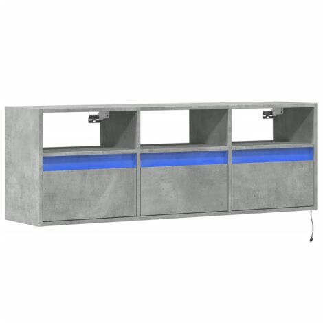 Mobile TV multimediale scaffale per televisione televisione buffet sala da pranzo soggiorno camera da letto a parete con luci LED 130 x 31 x 45 cm grigio 020027859