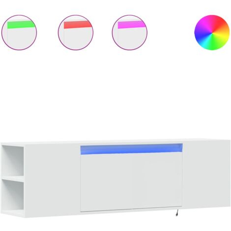 Mobile TV multimediale scaffale per televisione televisione buffet sala da pranzo soggiorno camera da letto a parete con luci LED 135 x 31 x 39,5 cm bianco 020027862