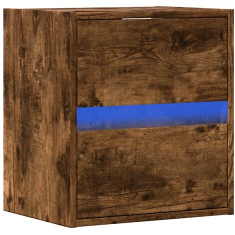 Mobile TV multimediale scaffale per televisione televisione buffet sala da pranzo soggiorno camera da letto a parete con luci LED rovere affumicato 41 x 31 x 45 cm marrone 020027985
