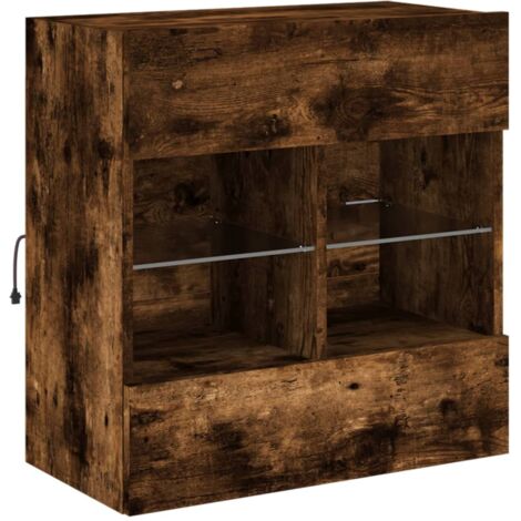 Mobile TV multimediale scaffale per televisione televisione buffet sala da pranzo soggiorno camera da letto a parete con luci LED rovere affumicato 58,5 x 30 x 60,5 cm marrone 020027986