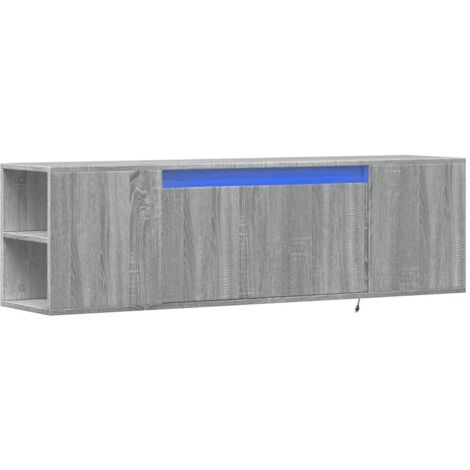 Mobile TV multimediale scaffale per televisione televisione buffet sala da pranzo soggiorno camera da letto a parete con luci LED sonoma 135 x 31 x 39,5 cm grigio 020028041