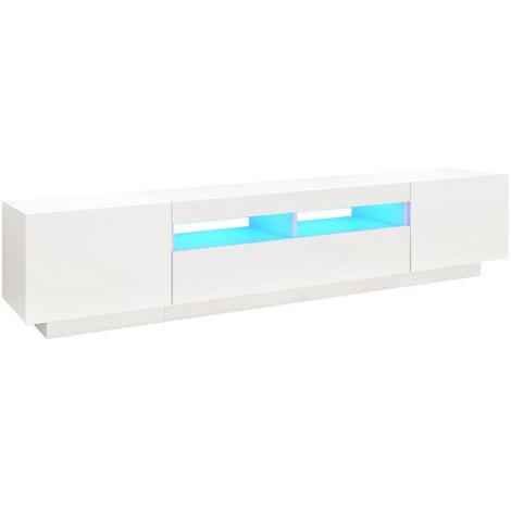 Mobile TV multimediale scaffale per televisione televisione buffet sala da pranzo soggiorno camera da letto con luci a LED 200 x 35 x 40 cm bianco 020026548