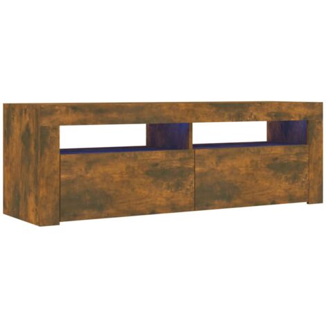 Mobile TV multimediale scaffale per televisione televisione buffet sala da pranzo soggiorno camera da letto con luci a LED rovere affumicato 120 x 35 x 40 cm marrone 020026715