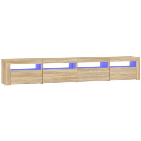 Mobile TV multimediale scaffale per televisione televisione buffet sala da pranzo soggiorno camera da letto con luci a LED rovere Sonoma 240 x 35 x 40 cm marrone 020026773