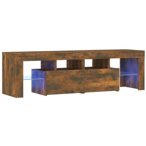 Mobile TV multimediale scaffale per televisione televisione buffet sala da pranzo soggiorno camera da letto con luci LED rovere affumicato 140 x 36,5 x 40 cm marrone 020026721