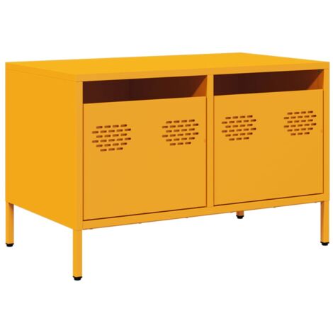 Mobile TV multimediale scaffale per televisione televisione buffet sala da pranzo soggiorno camera da letto giallo senape 68 x 39 x 43,5 cm acciaio laminato a freddo giallo 020027666