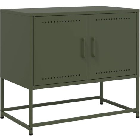 Mobile TV multimediale scaffale per televisione televisione buffet sala da pranzo soggiorno camera da letto oliva 68,5 x 39 x 60,5 cm verde acciaio 020028272