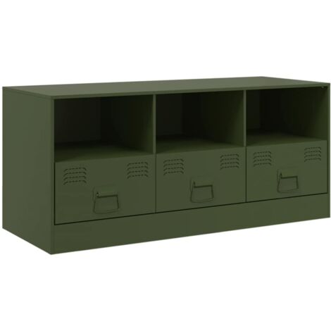 Mobile TV multimediale scaffale per televisione televisione buffet sala da pranzo soggiorno camera da letto oliva 99 x 39 x 44 cm verde acciaio 020028273