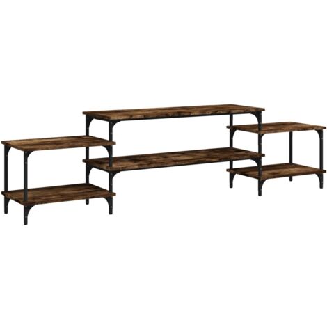 Mobile TV multimediale scaffale per televisione televisione buffet sala da pranzo soggiorno camera da letto rovere affumicato 197 x 35 x 52 cm derivati del legno marrone 020027364