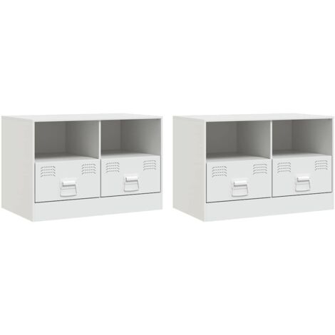 Mobile TV multimediale scaffale per televisione televisore buffet sala da pranzo soggiorno camera da letto 2 pezzi 67 x 39 x 44 cm acciaio bianco 020028540