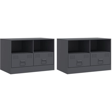 Mobile TV multimediale scaffale per televisione televisore buffet sala da pranzo soggiorno camera da letto 2 pezzi antracite 67 x 39 x 44 cm acciaio antracite 020028567