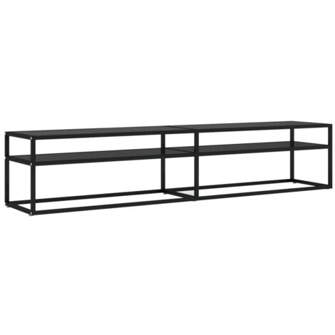 Mobile TV multimediale scaffale per televisione televisore buffet sala da pranzo soggiorno camera da letto 200 x 40 x 40,5 cm vetro temperato nero 020026108