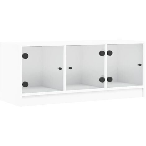 Mobile TV multimediale scaffale per televisione televisore buffet sala da pranzo soggiorno camera da letto con ante in vetro 102 x 37 x 42 cm bianco 020026903