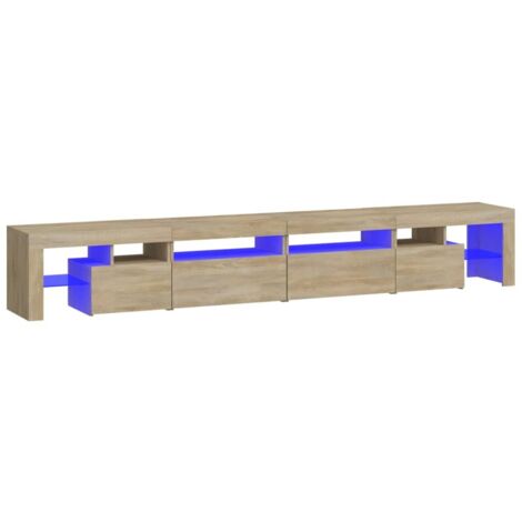 Mobile TV multimediale scaffale per televisione televisore buffet sala da pranzo soggiorno camera da letto con luci a LED rovere Sonoma 260 x 36,5 x 40 cm marrone 020026776