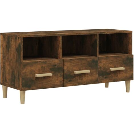 Mobile TV multimediale scaffale per televisione televisore buffet sala da pranzo soggiorno camera da letto rovere affumicato 102 x 36 x 50 cm derivati del legno marrone 020027300