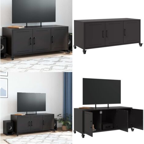 Mobile TV Nero 100,5x39x43,5 cm in Acciaio - Armadio TV - Armadio in acciaio
