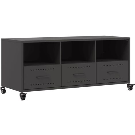 Mobile TV Nero 100,5x39x43,5 cm in Acciaio vidaXL 295767