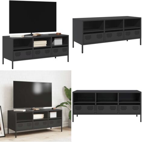 Mobile TV Nero 101,5x39x43,5 cm in Acciaio Laminato a Freddo - Mobile TV - TV in acciaio