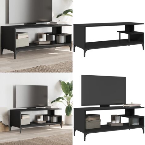 Mobile TV Nero 102x40x41cm Legno e Acciaio Verniciato a Polvere - Mobile TV - Arredamento moderno