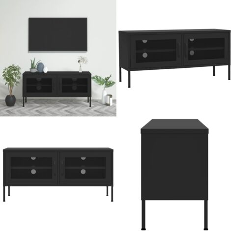 Mobile TV Nero 105x35x50 cm in Acciaio - TV in acciaio - Mobile TV nero