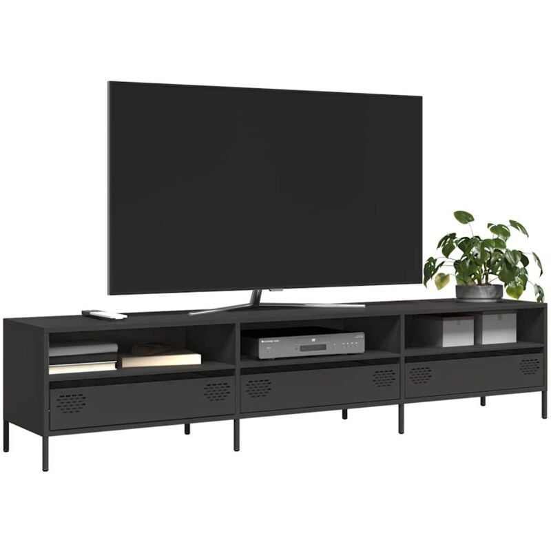 Vidaxl - Mobile tv Nero 202x39x43,5 cm in Acciaio Laminato a Freddo