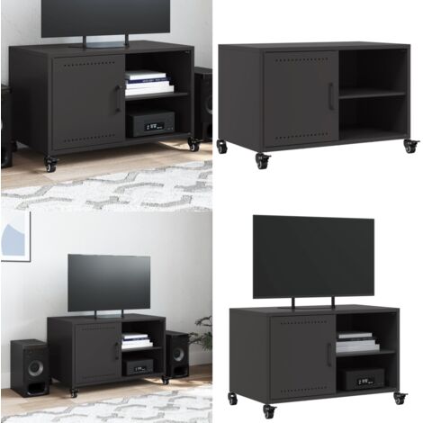 Mobile TV Nero 68x39x43,5 cm in Acciaio - Armadio TV - Armadio in acciaio