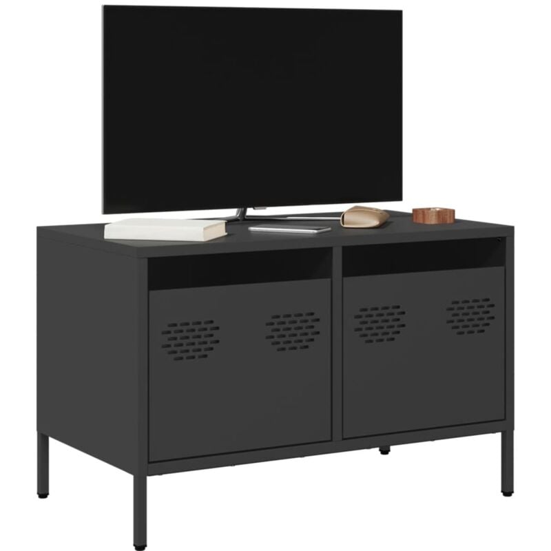 Mobile tv Nero 68x39x43,5cm in Acciaio Laminato a Freddo