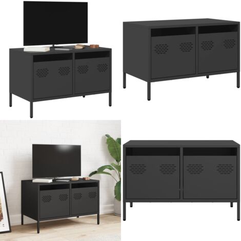 Mobile TV Nero 68x39x43,5cm in Acciaio Laminato a Freddo - TV in acciaio - Mobile TV nero