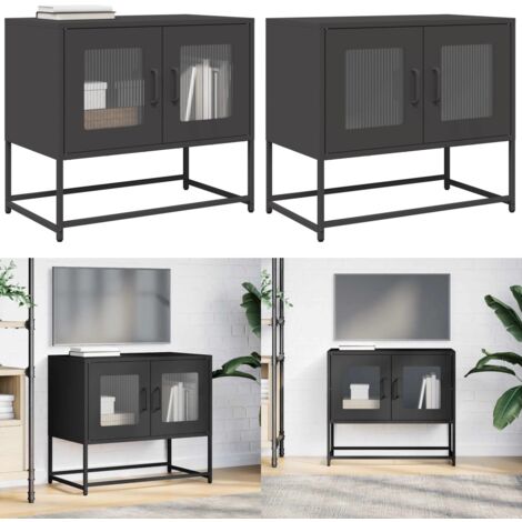 Mobile TV Nero 68x39x60,5 cm in Acciaio Laminato a Freddo - Armadio TV - Credenza TV