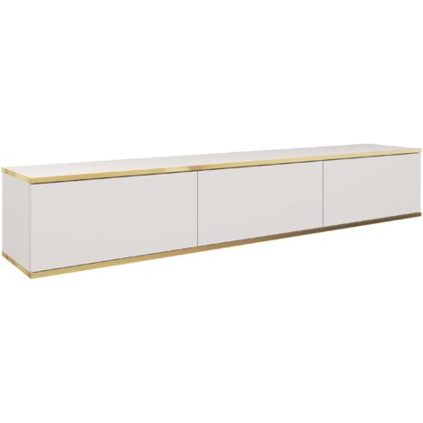 Mobile TV, Nero, gambe dorate, 175 x 30 x 52 cm, apertura push-to-open
