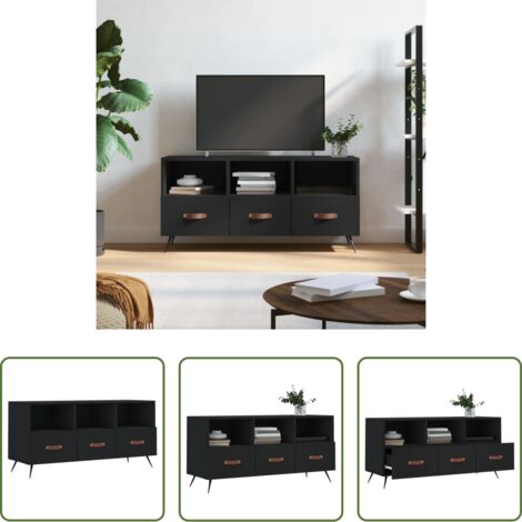 Mobile TV nero -  Mobile Porta TV Nero 102x36x50 cm in Legno Multistrato