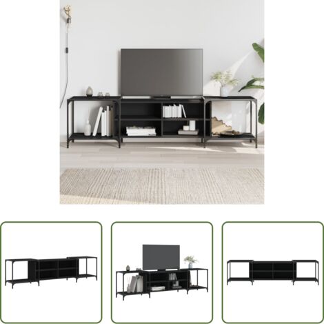 Mobile TV nero -  Mobile Porta TV Nero 203x37x50 cm in Legno Multistrato