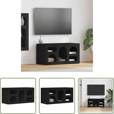 Mobile TV nero -  Mobile TV Nero 80 x 35 x 40 cm Legno multistrato