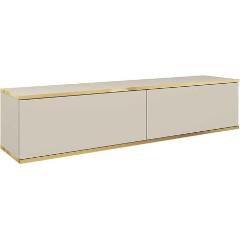 Mobile TV, Nero Opaco / Marmo nero, gambe nere, 135 x 30 x 52 cm, apertura push-to-open