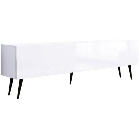 Mobile TV : Nero Opaco / Nero Lucido, gambe cromate, 170 x 52 x 32 cm