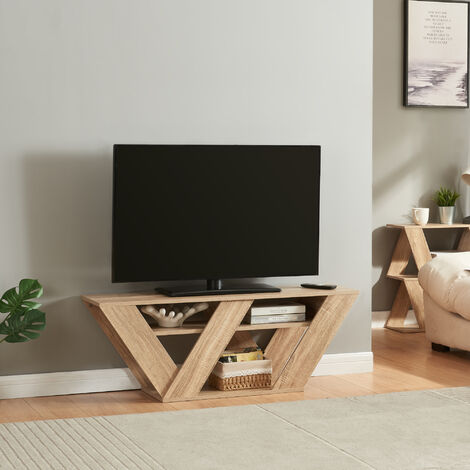 Mobile TV Nome Trapezoidale a 3 Piani - Effetto Rovere [en.casa]