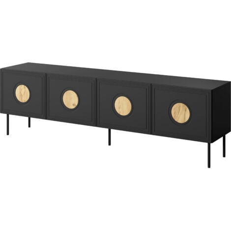 Mobile TV PALACE 200 cm 4D nero opaco / rovere artigianale
