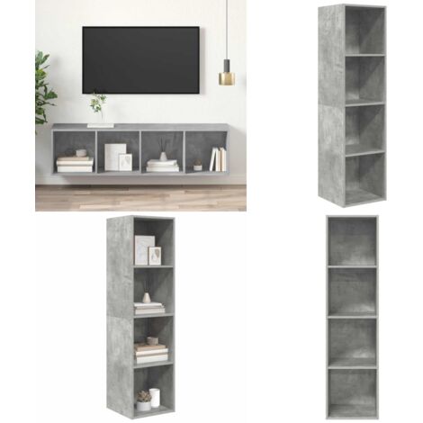 Mobile TV Parete Grigio Cemento 37x37x142,5cm Legno Multistrato - Mobile da parete - Supporto TV