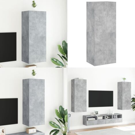 Mobile TV Parete Grigio Cemento 40,5x30x102cm Legno Multistrato - Mobile TV - Mobile a parete