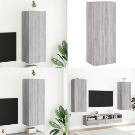 Mobile TV Parete Grigio Sonoma 40,5x30x102 cm Legno Multistrato - Mobile TV - Mobile a parete