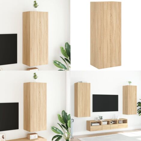 Mobile TV Parete Rovere Sonoma 40,5x30x102 cm Legno Multistrato - Mobile TV - Mobile a parete
