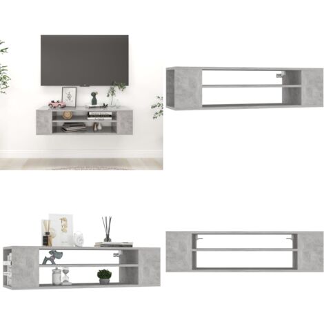 Mobile TV Pensile Grigio Cemento 100x30x26,5 cm Multistrato - Mobile TV - Mobile per hi-fi