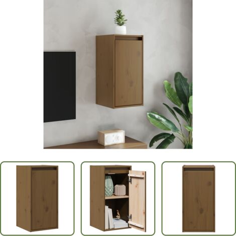 Mobile TV -  Pensile Marrone ambra 30x30x60 cm in Legno Massello di Pino